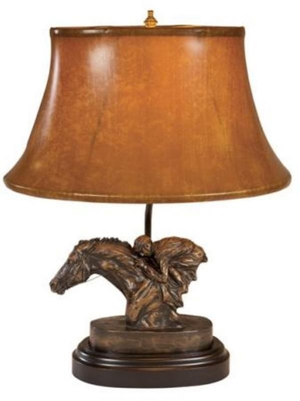 Sculpture Table Lamp EQUESTRIAN Traditional Antique Down the Stretch Horse