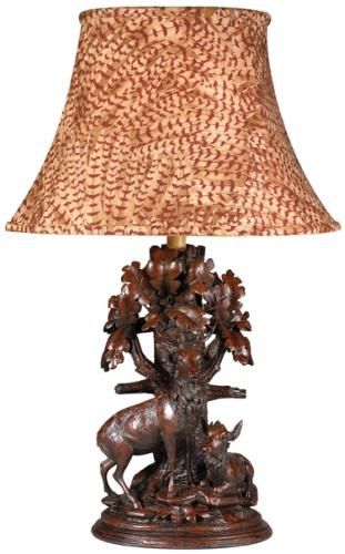 Sculpture Table Lamp Forest Monarchs Feather Fabric Hand Painted OK Casting