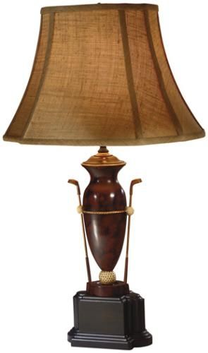Sculpture Table Lamp GOLF Traditional Antique 2 Clubs 1-Light Chocolate Ebony