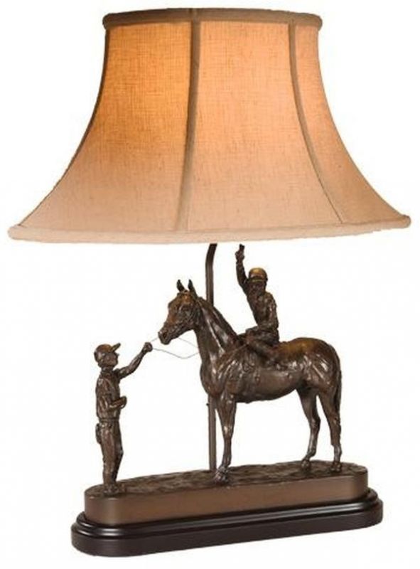 Sculpture Table Lamp Horse Rider Groomsman by Belden Winners Circle OK Casting