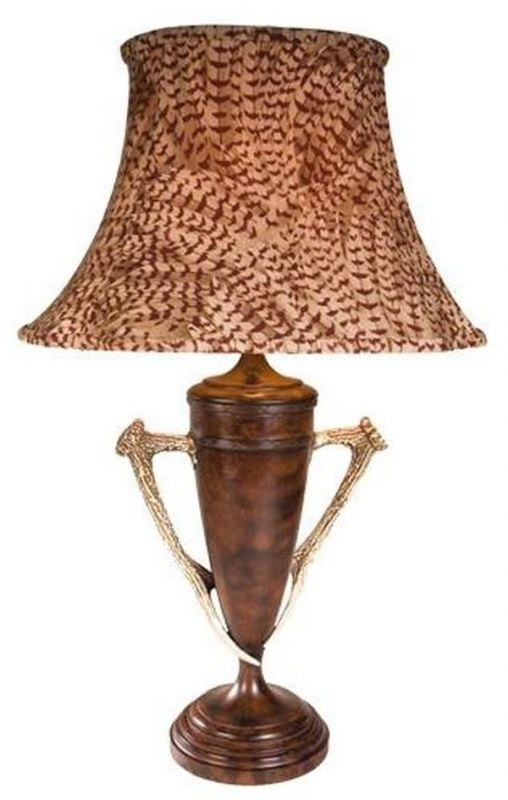 Sculpture Table Lamp MOUNTAIN Rustic Antler Handle Deer 1-Light Chocolate Brown