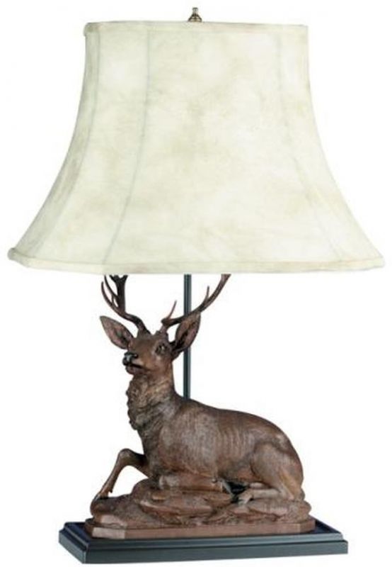 Sculpture Table Lamp MOUNTAIN Rustic Laying Stag Deer 1-Light Chocolate Brown