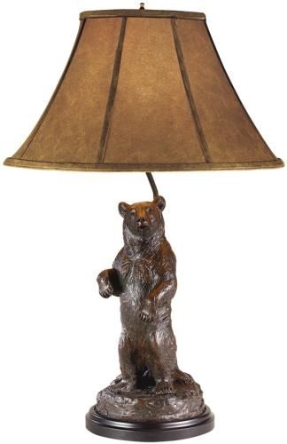 Sculpture Table Lamp Mountain Bear Hand Painted Made in USA OK Casting 1-Light