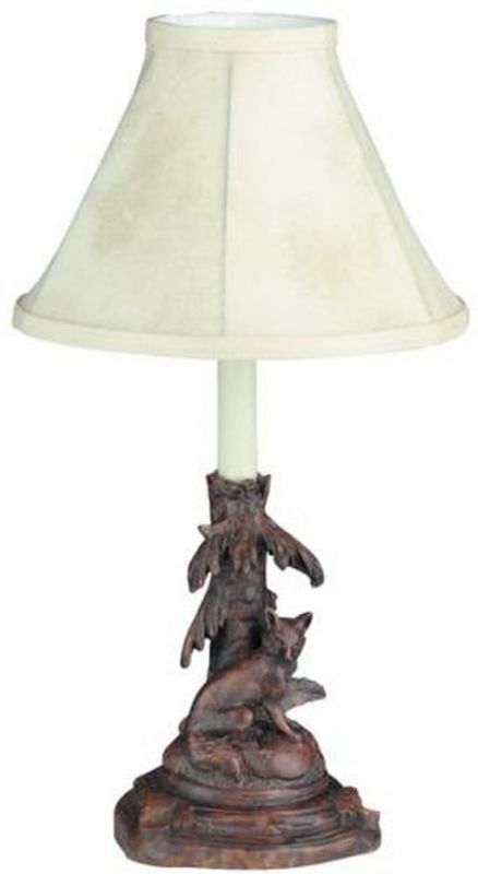 Sculpture Table Lamp Rustic Fox Hand Painted USA Made OK Casting Candlestick