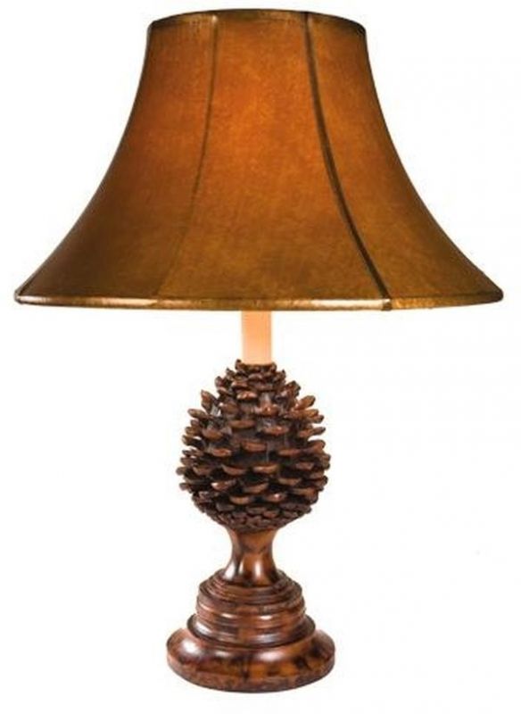 Sculpture Table Lamp Rustic Pinecone Hand Painted Made in USA OK Casting