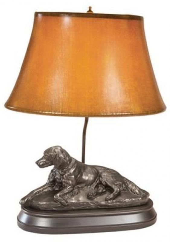 Sculpture Table Lamp TRADITIONAL Antique Resting English Setter Dog 1-Light