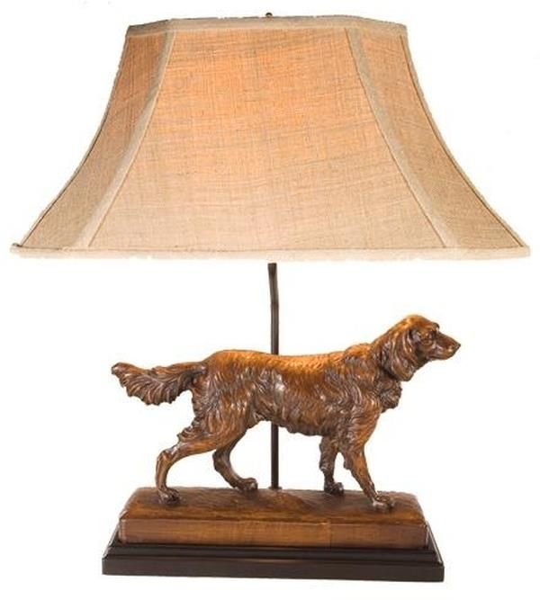 Sculpture Table Lamp TRADITIONAL Antique Setter Dog Dogs 1-Light Chocolate