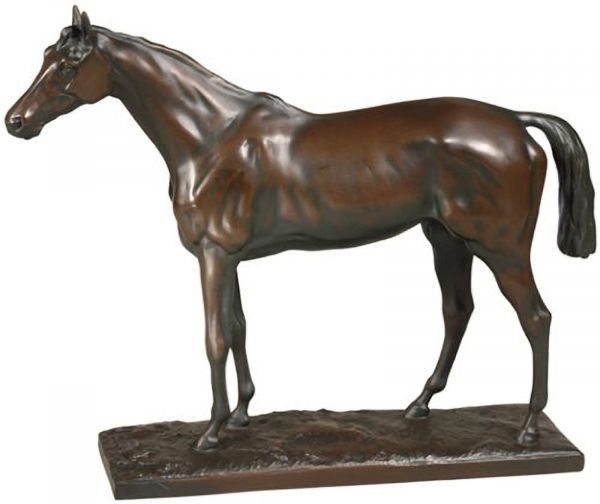 Sculpture Thoroughbred Horse Chocolate Brown Cast Resin Hand-Cast Hand-Painted