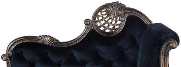 Settee La Rochelle French Lace Carved Rococo Antiqued Gold Wood Black Velvet