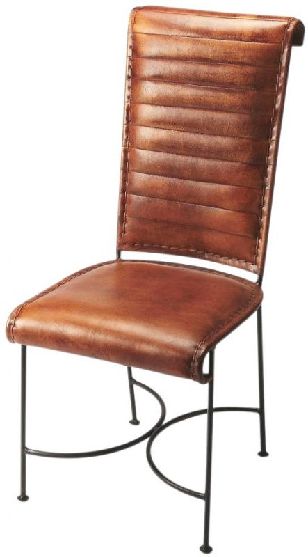 Side Chair Accent Dining Modern Contemporary Distressed Brown Forged Wrought