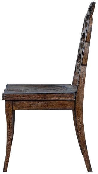 Side Chair Dining Midtown Ovals Design Back Saddle Seat Rustic Pecan Wood