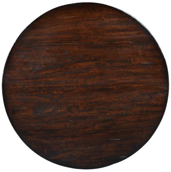 Side Table Ballard Round Mango Solid Wood Dark Rustic Pecan  Lower Tier