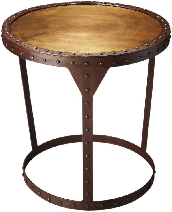Side Table Gold Distressed Metalworks Rubbed Brown Black Gray Iron Bronze