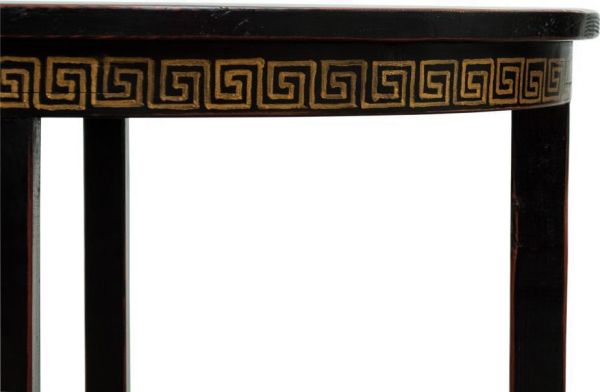 Side Table SARREID Hand-Painted Golden Rim Ebonised Black Gold Ebony Wood