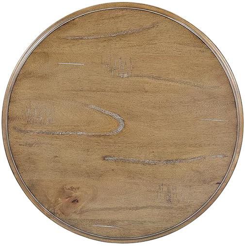 Side Table Vivian Round Antiqued Beachwood Shelf Brass Caps