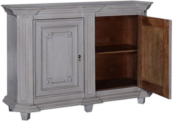 Sideboard Arlington Pewter Gray Detailed Moldings Wood 2-Door Adjustable Shelves