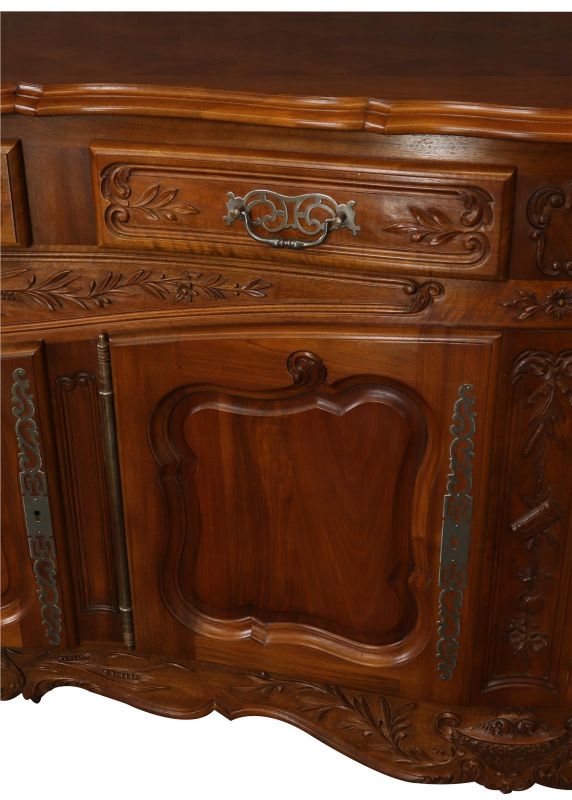 Sideboard French Provincial Vintage 1930 Walnut Wood Elegant Parquetry Top