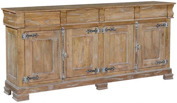 Sideboard Philippe French Solid Wood Antiqued Cremone 4-Door 4-Drawer