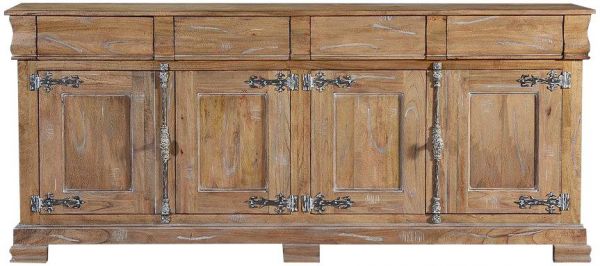 Sideboard Philippe French Solid Wood Antiqued Cremone 4-Door 4-Drawer