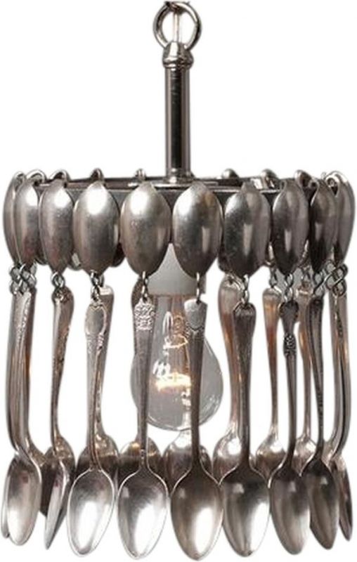 Silver Spoon Chandelier  Artisan Hand Made Spoondelier Upcycled  Pendant Fixture