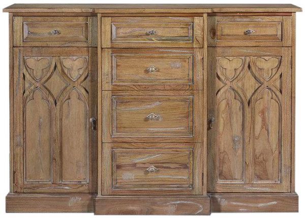 St Croix Console Cabinet Gothic Beachwood Solid Wood 3-Doors 3-Drawer