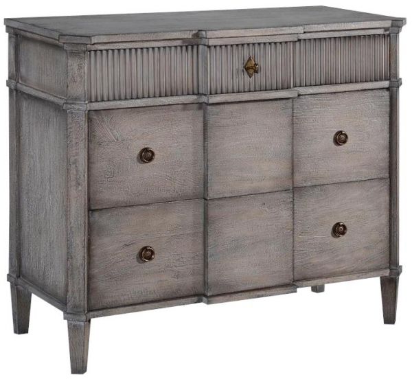 St Denis Console Chest of Drawers Greige Wood Distressed 3 Drawers Soft Glide