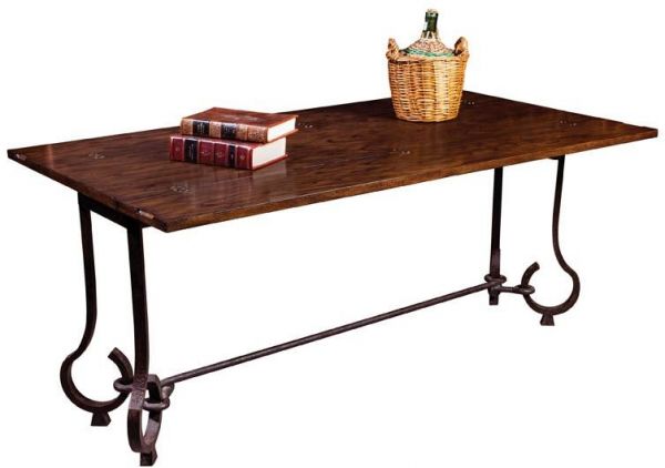 Table Flip-Top Port Eliot Renaissance Oak Top Shaped Iron Legs Continental