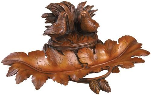 Tray TRADITIONAL Antique Quail Acorn Oak Leaves Birds Resin Hand-Painted
