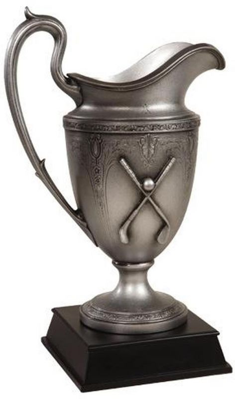 Trophy GOLF Traditional Antique Pitcher Scroll Work Charcoal Ebony Black Resin
