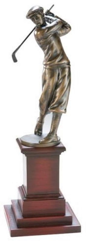 Trophy Swinging Golfer Cherry Base Cast Resin Hand-Painted Hand-Cast Pai