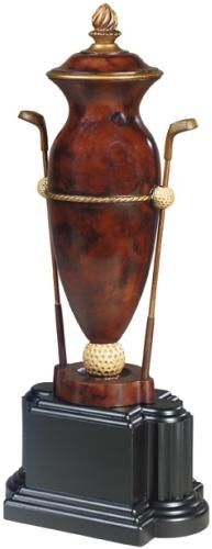 Vase GOLF Traditional Antique 2 Clubs Chocolate Ebony Brown Black Resin