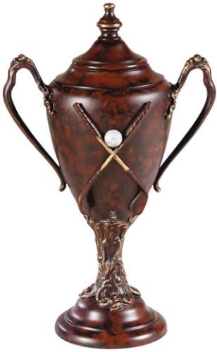 Vase GOLF Traditional Antique Crossed Clubs Small Resin Hand-Painted Hand-Cast