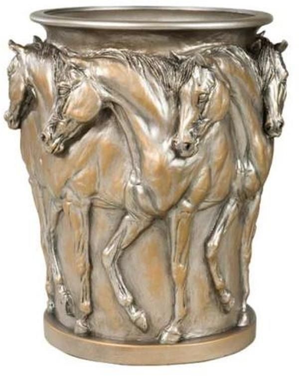 Vase Seven Prancing Horses Belden Urn Hand-Painted Resin Equestrian OK Casting