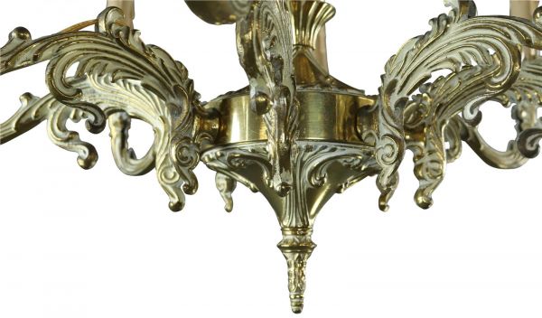 Vintage Chandelier Rococo Whitewash Brass Metal French 8-Light 8-Arm