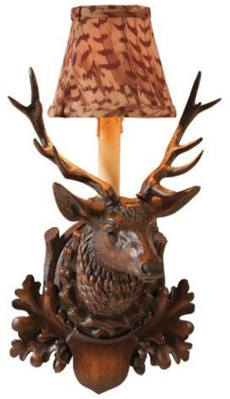 Wall Sconce MOUNTAIN Rustic Stag Pheasant Feather Deer Bird Left-Facing Left