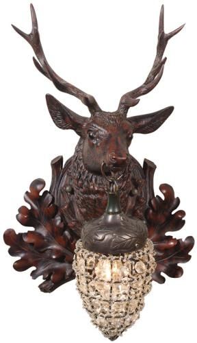 Wall Sconce Regal Stag Head Left Facing Crystal Bead Hand Cast Resin OK Casting