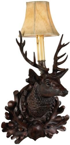 Wall Sconce Regal Stag Head Left Facing Hand Cast Resin OK Casting Faux Leather