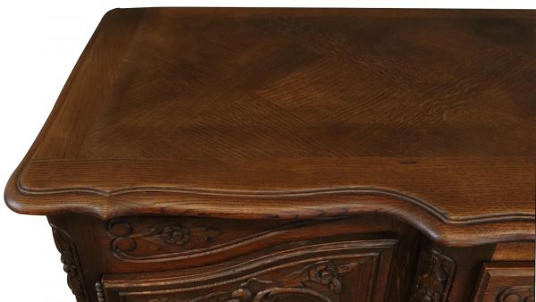 Rococo Sideboard Antique French Louis XV 1900 Oak 4-Doors 2-Drawer