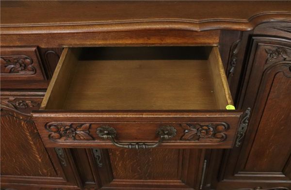 Rococo Sideboard Antique French Louis XV 1900 Oak 4-Doors 2-Drawer