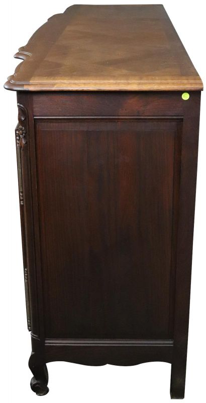 Rococo Sideboard Antique French Louis XV 1900 Oak 4-Doors 2-Drawer