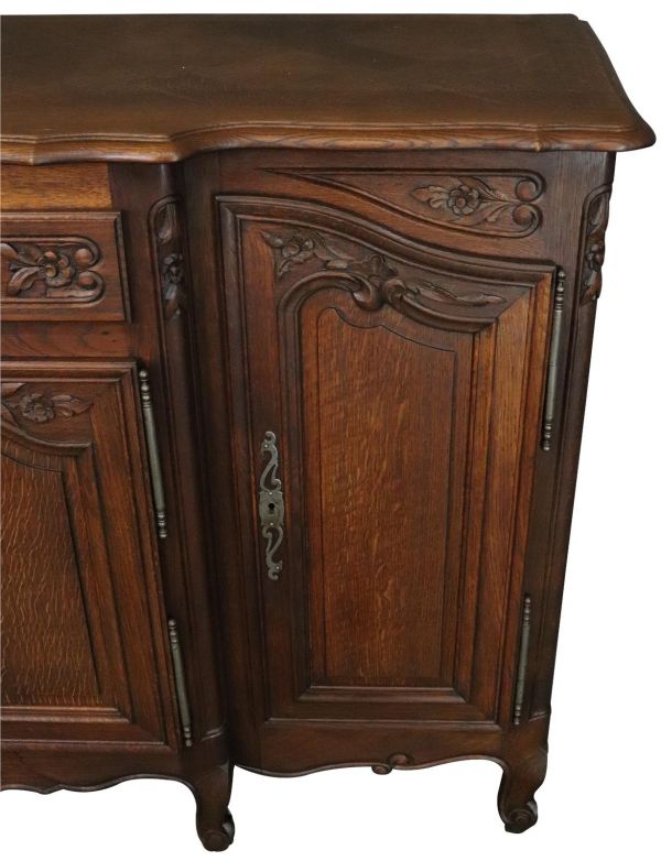 Rococo Sideboard Antique French Louis XV 1900 Oak 4-Doors 2-Drawer