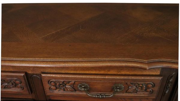 Rococo Sideboard Antique French Louis XV 1900 Oak 4-Doors 2-Drawer