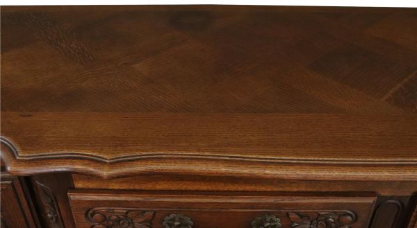 Rococo Sideboard Antique French Louis XV 1900 Oak 4-Doors 2-Drawer
