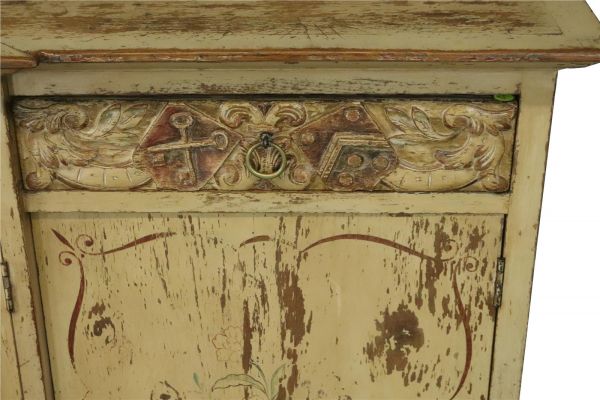 Sideboard French Country Farmhouse Antique 1900 Oak Wood Distressed Painted
