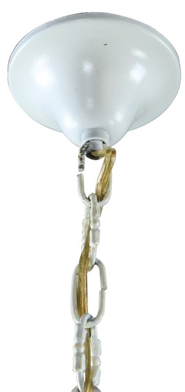 Vintage Chandelier French Country Flowers 5-Light 5-Arm White Metal Tole