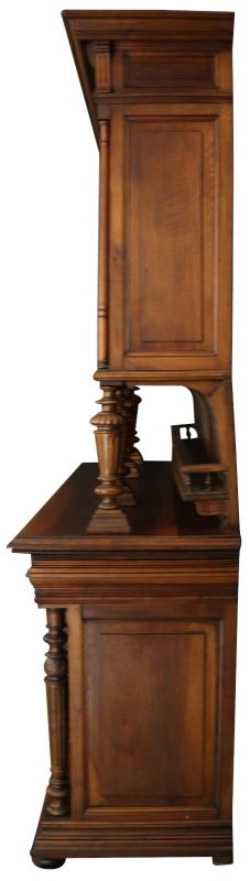 Buffet Henry II Renaissance Knight Lion Dragon Stained Glass Antique Walnut Wood