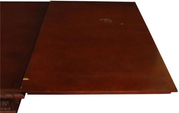Table Renaissance Mahogany Vintage French 1950 Extending Leaf Wood Metal