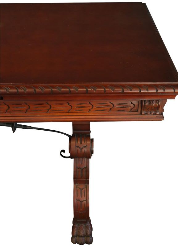 Table Renaissance Mahogany Vintage French 1950 Extending Leaf Wood Metal
