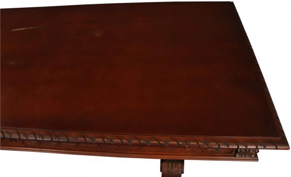 Table Renaissance Mahogany Vintage French 1950 Extending Leaf Wood Metal