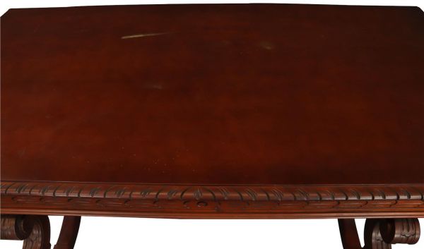 Table Renaissance Mahogany Vintage French 1950 Extending Leaf Wood Metal